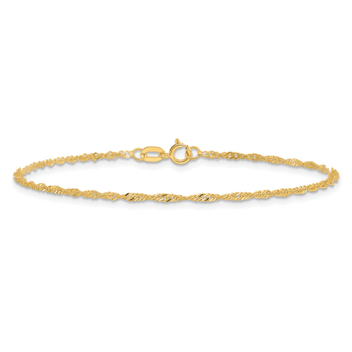 14k 1.4mm Singapore Chain Anklet