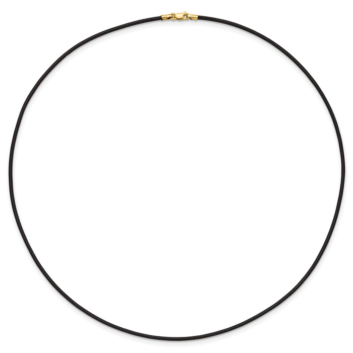 14k 1.5mm 18in Black Leather Cord Necklace