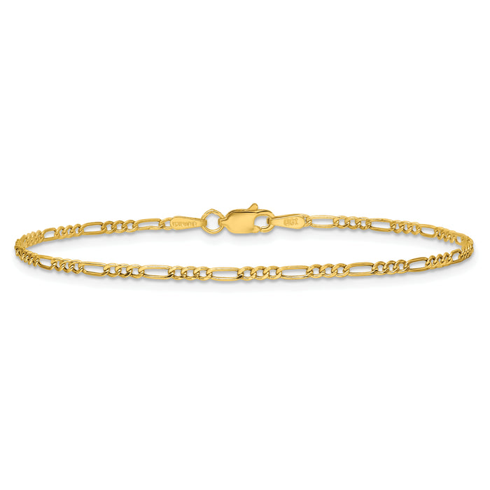 14k 1.9mm Semi-Solid Figaro Chain