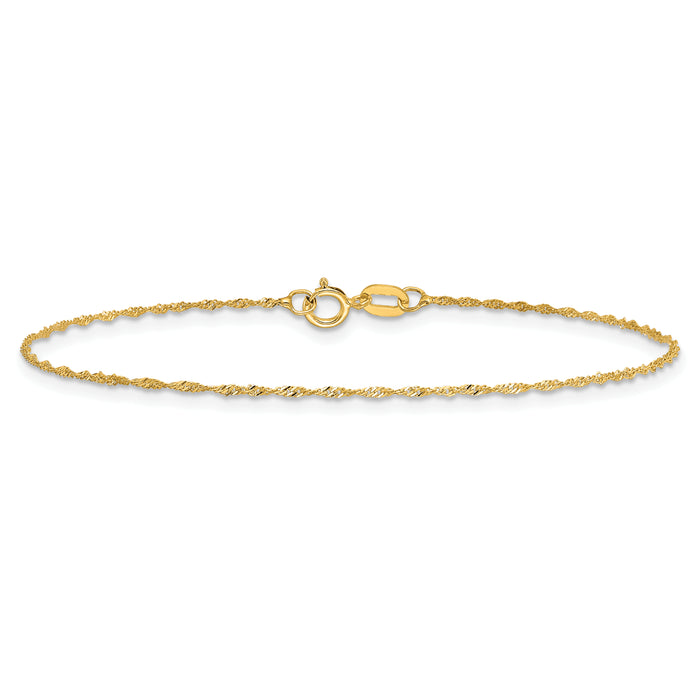 14k 1mm Singapore Chain Anklet