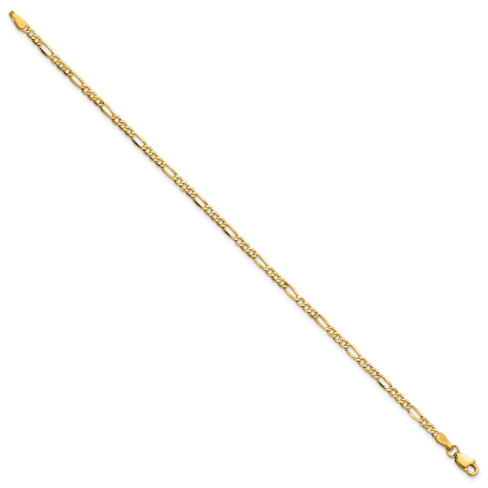 14k 2.5mm Semi-Solid Figaro Chain