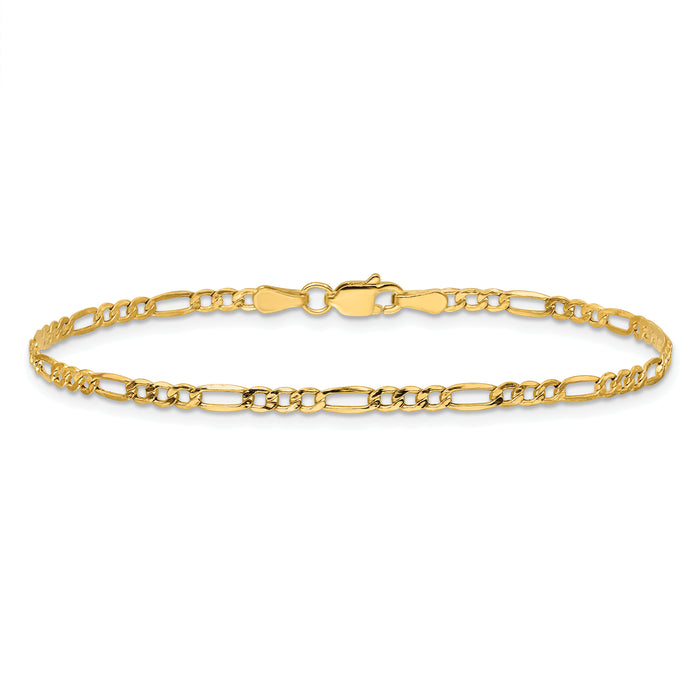 14k 2.5mm Semi-Solid Figaro Chain