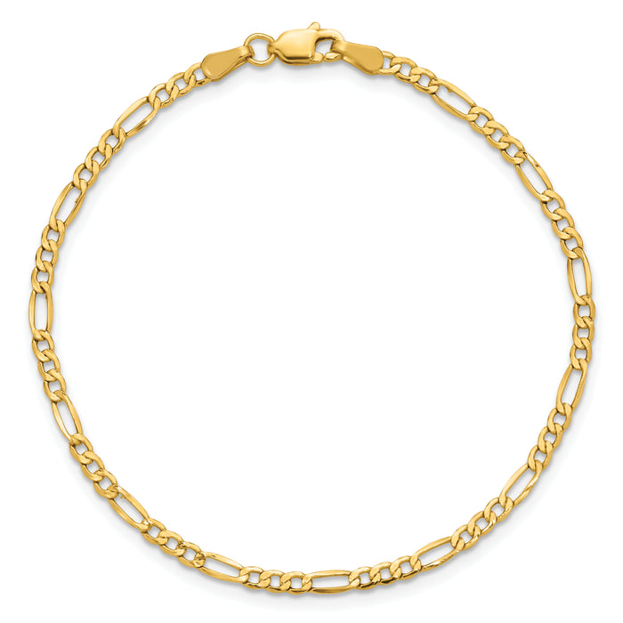 14k 2.5mm Semi-Solid Figaro Chain