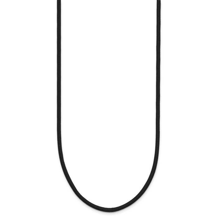 14k 2mm 16in Black Leather Cord Necklace