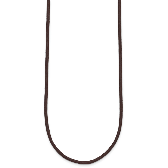 14k 2mm 16in Brown Leather Cord Necklace