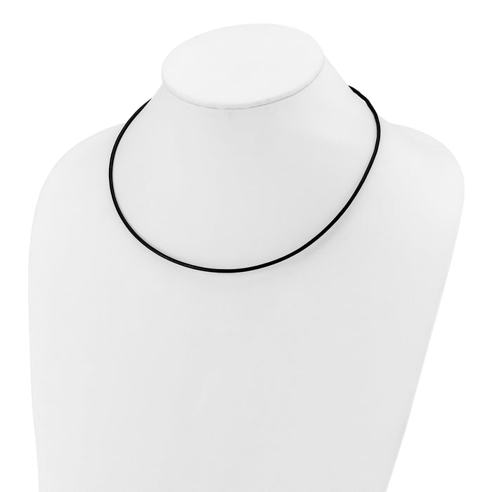 14k 2mm 18in Black Leather Cord Necklace