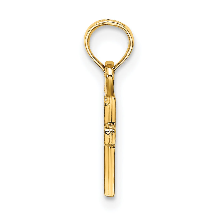14K 3-D and Polished Mini Cross Charm