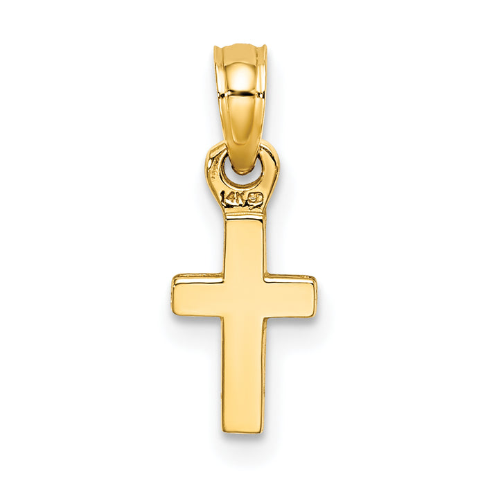 14K 3-D and Polished Mini Cross Charm