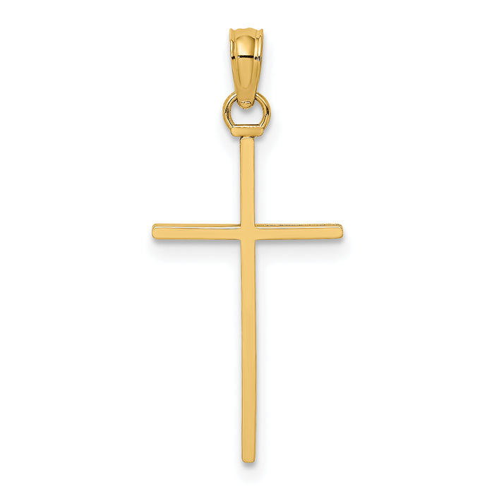 14K 3-D and Polished Stick Cross Charm
