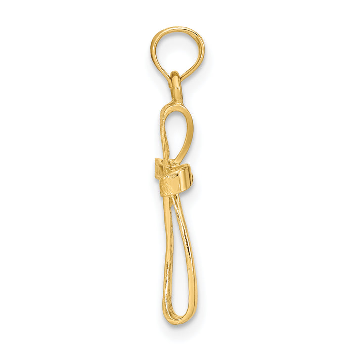 14K 3-D Engraved Polished Twisted Cross Charm