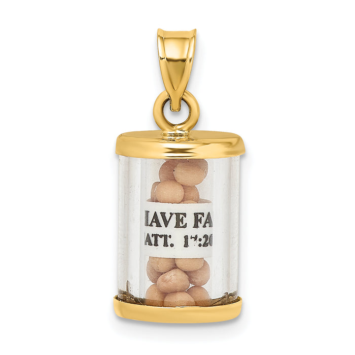 14K 3-D Mustard Seeds Matthew 17  Scroll Pendant