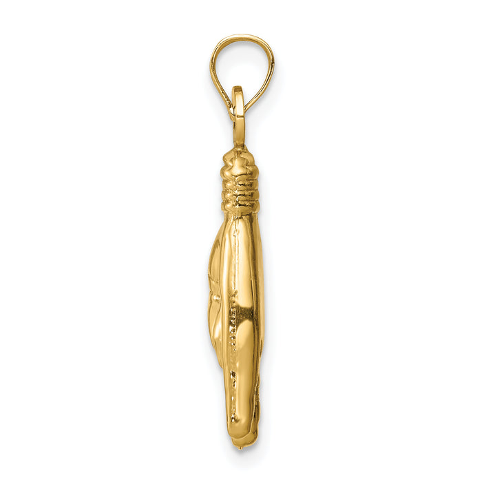 14K 3D Hollow Rock On Sign Charm