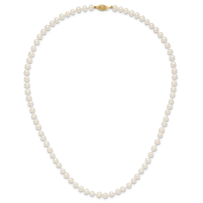 14k 5-6mm White Near Round Freshwater Cultured Pearl Necklace