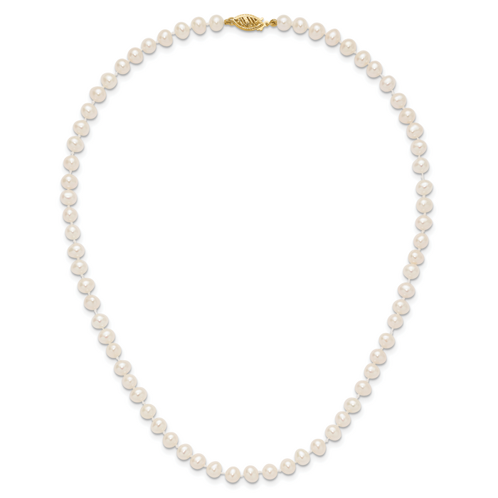 14k 5-6mm White Near Round Freshwater Cultured Pearl Necklace