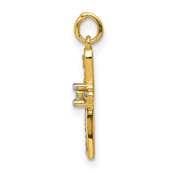 14k and Rhodium .03ct. Diamond Cross Charm