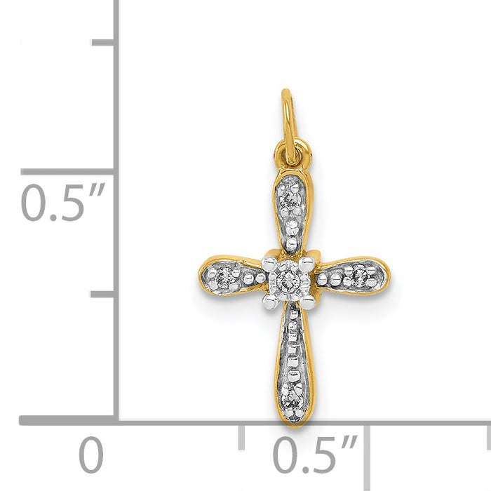 14k and Rhodium .03ct. Diamond Cross Charm