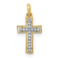 14k and Rhodium 1/20ct. Diamond Cross Pendant