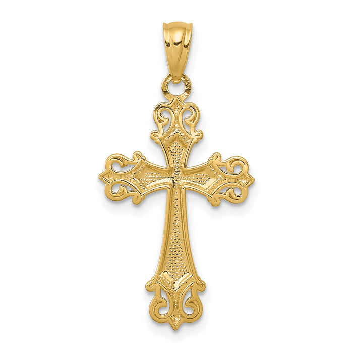 14k and Rhodium D/C Cross Pendant