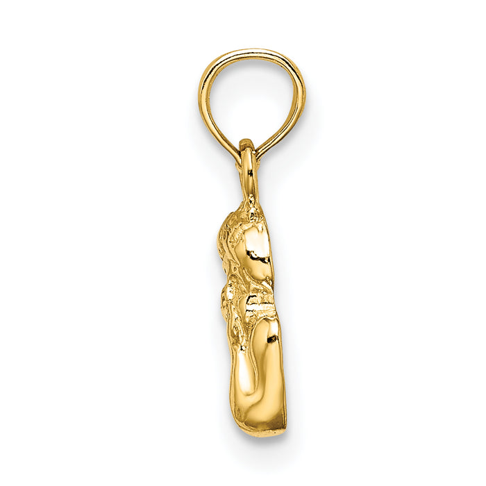 14K Angel Resting On Elbow w/ Rhodium Wing Charm