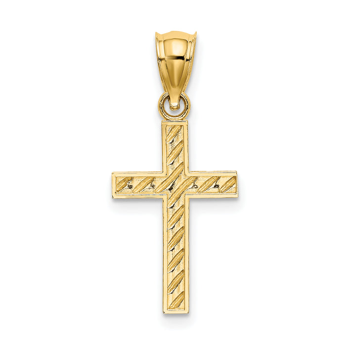 14K Beaded and Polished Cross Charm