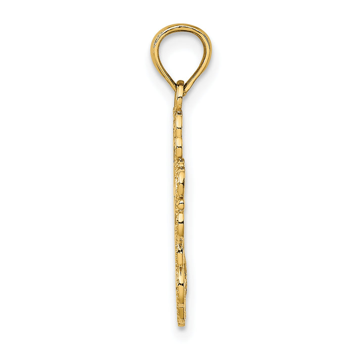 14K Beaded Lace Trim Cross Charm