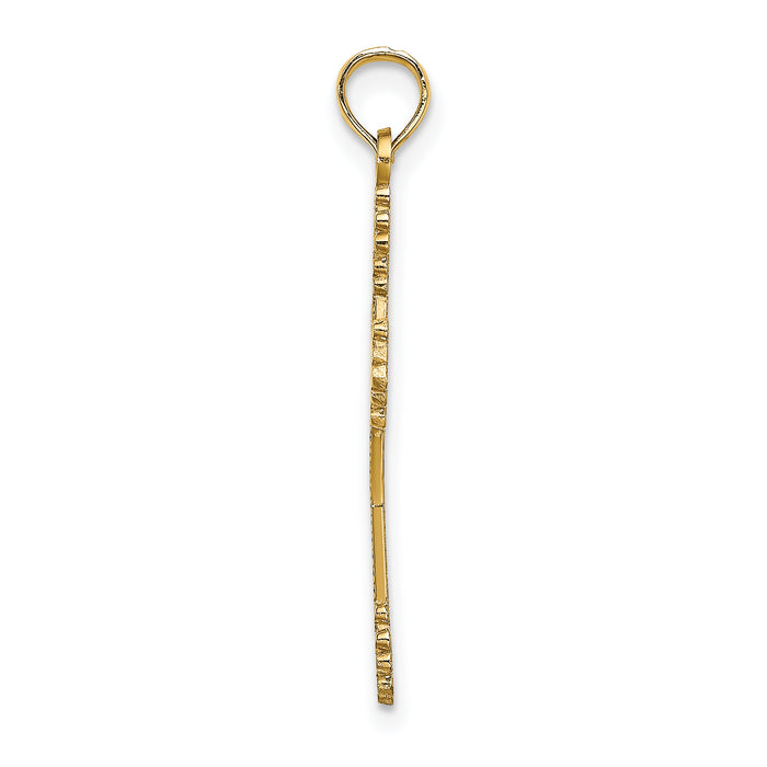 14K Beaded Tip Cross w/ Heart Center Charm
