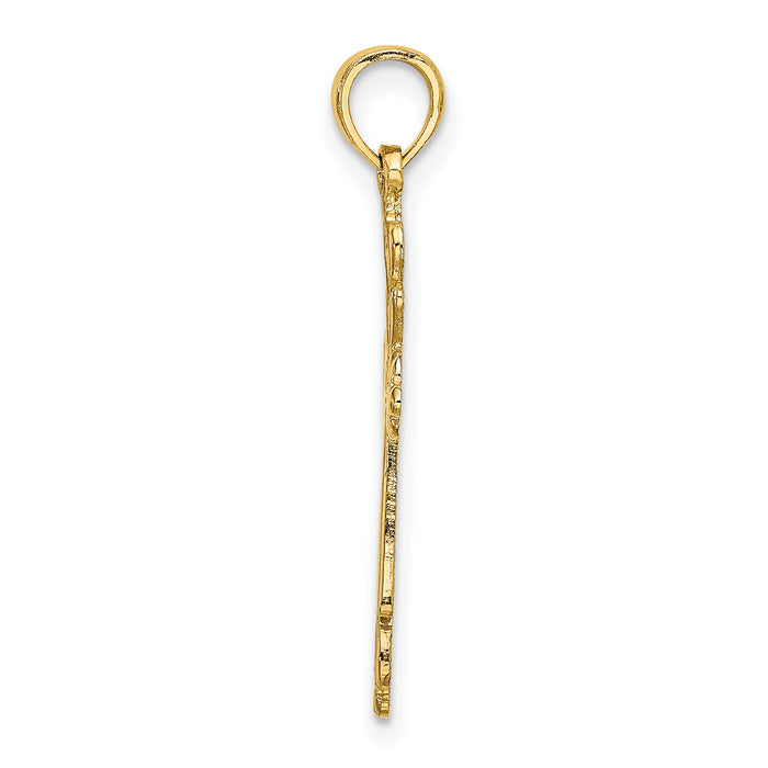 14K Cross Cut-Out w/ Heart Ends Charm