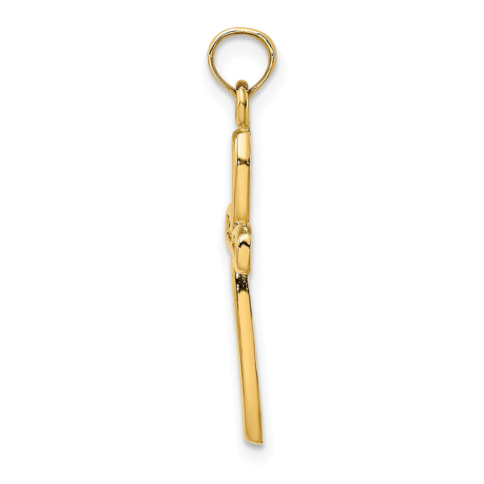 14K Cross w/ Filigree Center Charm