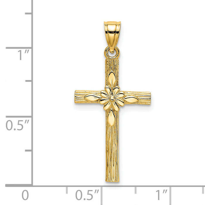 14K Cross w/ Flower Charm