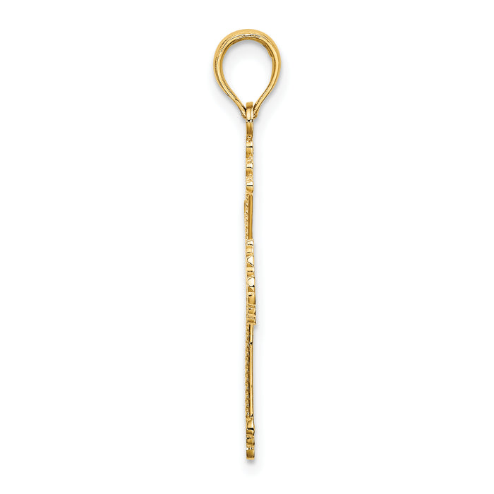 14K Cross w/ Heart Center Charm