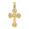 14K Cross W/ Scroll Tips and Button Center Charm