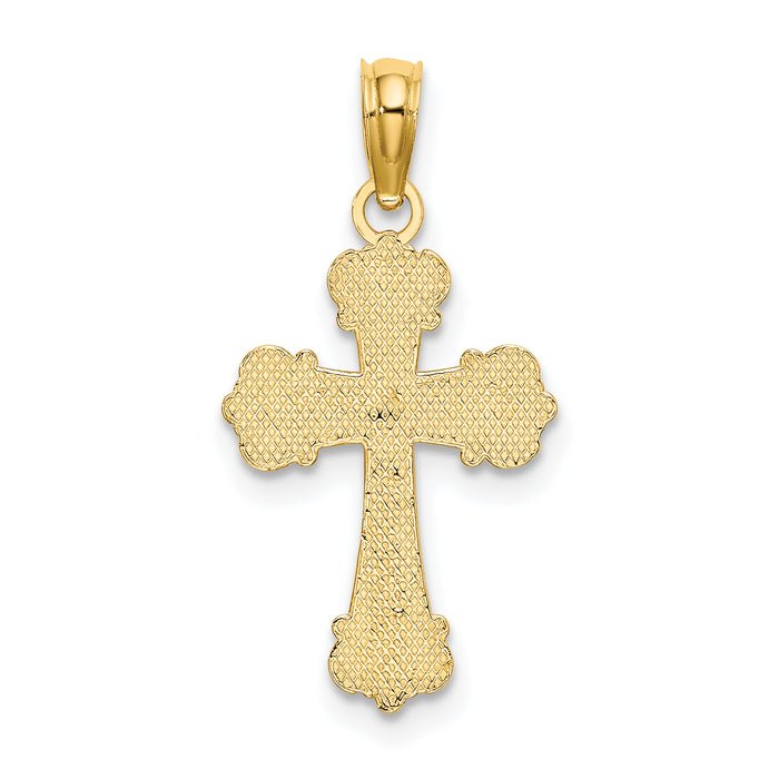 14K Cross W/ Scroll Tips and Button Center Charm
