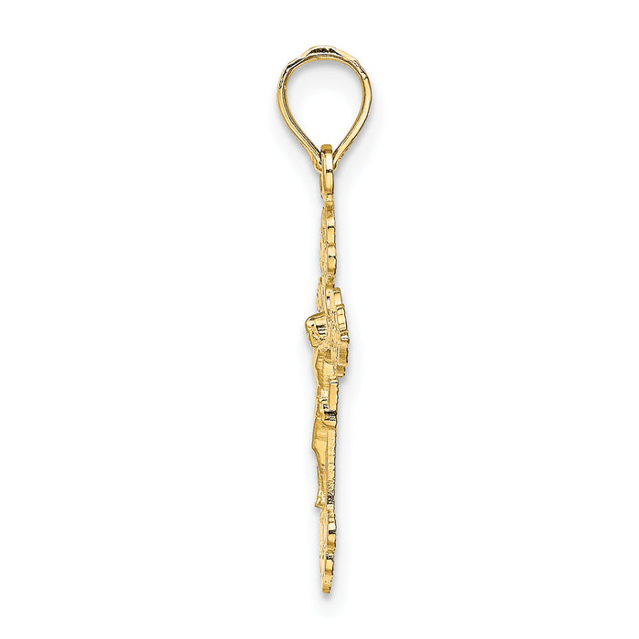 14K Crucifix W/ Fancy Tips Charm