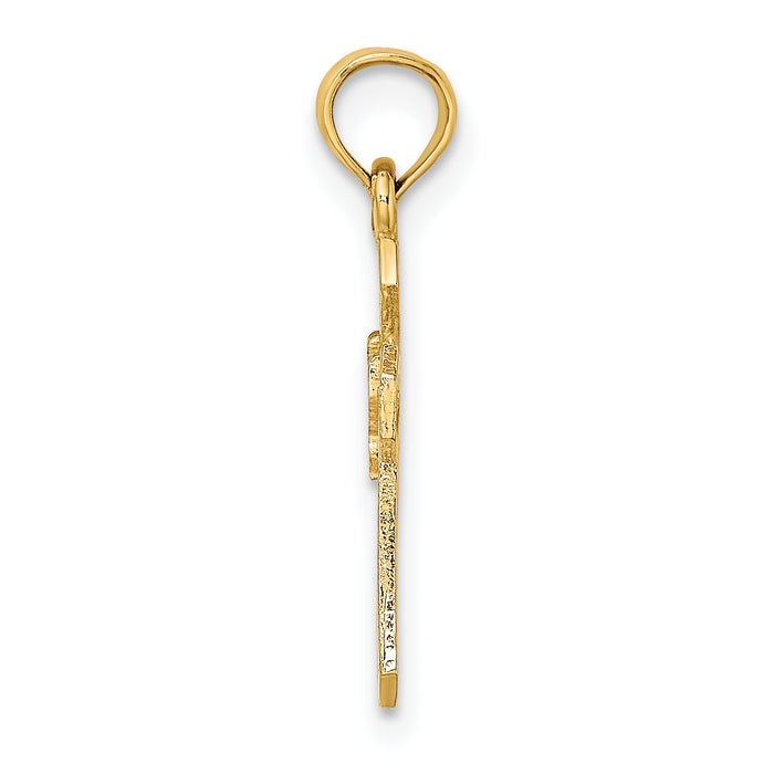 14K Cut-Out Cross w/ Dove Charm