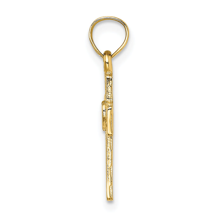 14K Cut-Out Cross w/ Heart Charm