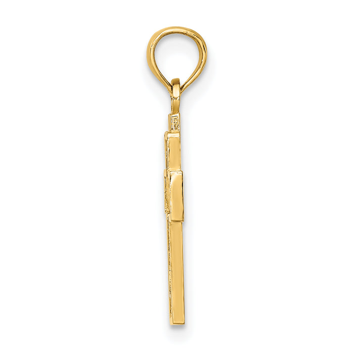 14K Cut-Out Heart Design Cross Charm