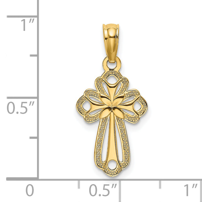 14K Cut-Out Polished and Textured Cross Charm