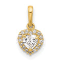 14K CZ Heart Pendant