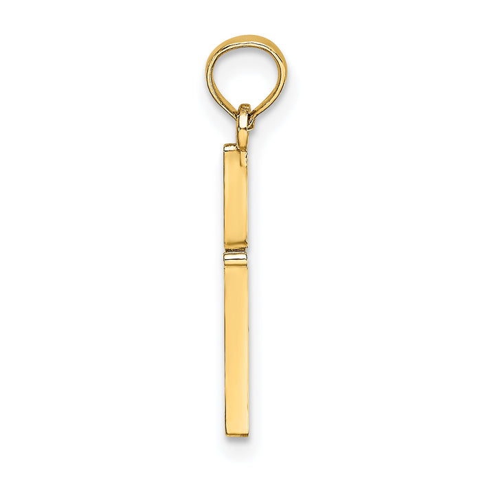 14K D/C and Polished Cross Charm