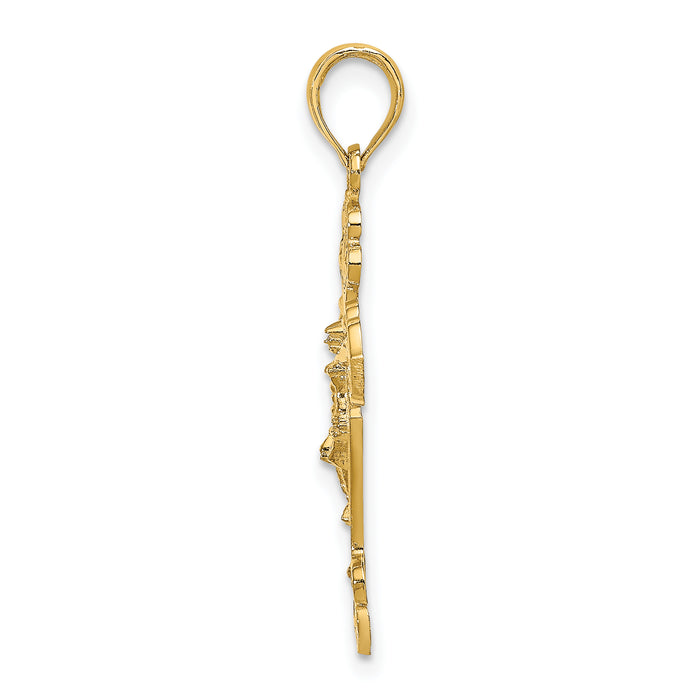 14K D/C Crucifix W /Fancy Tips Charm