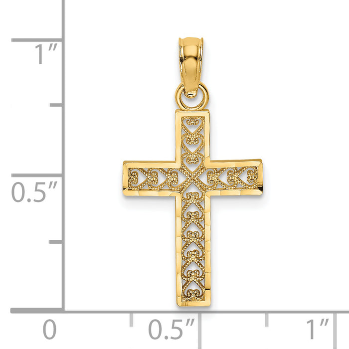 14K D/C Edge and Filigree Center Cross Charm