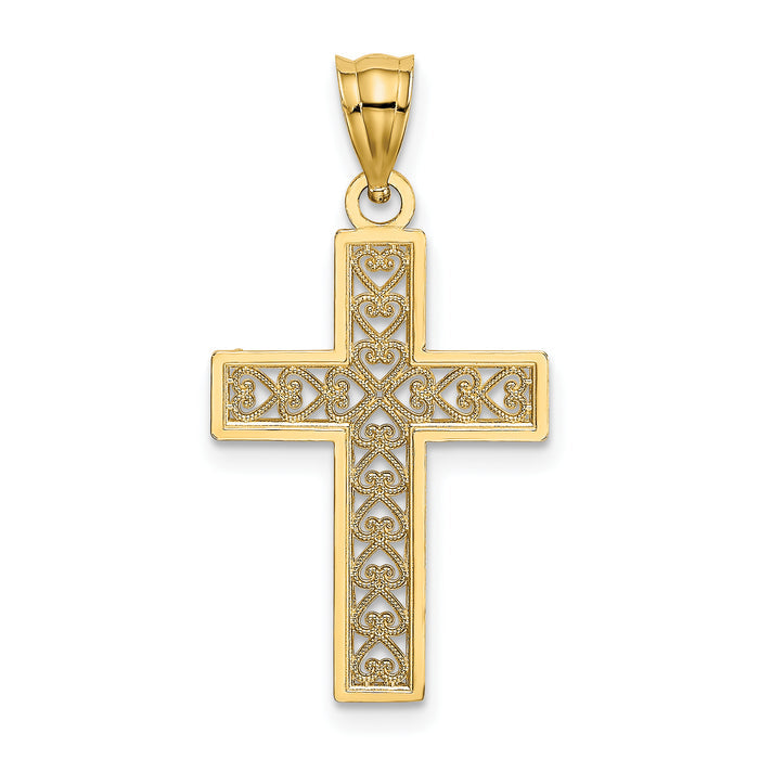 14K D/C Edge and Filigree Center Cross Charm