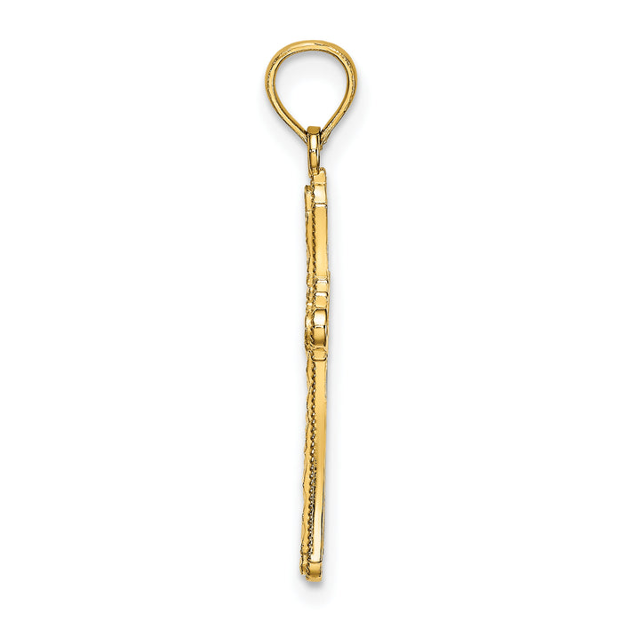 14K D/C Striped Cross Charm