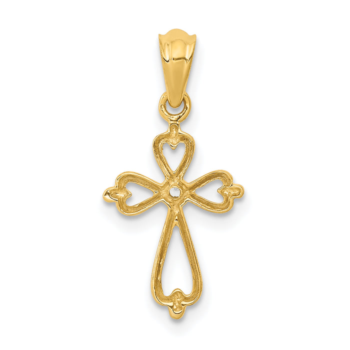14k Diamond Accented Cross Pendant