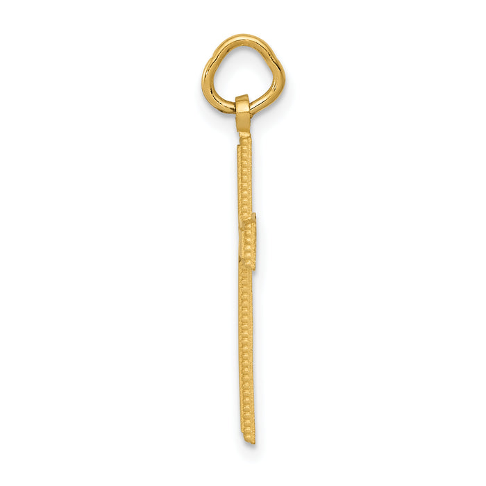 14k Diamond-cut Cross Pendant