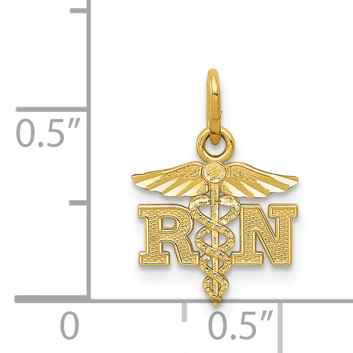 14k Diamond-cut Polished RN Nurse Pendant