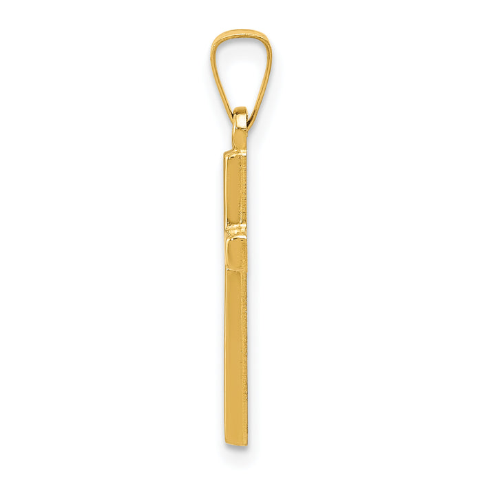 14k Diamond-cut Small Hollow Cross Pendant