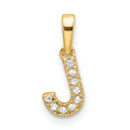 14K  Diamond Letter J Initial with Bail Pendant