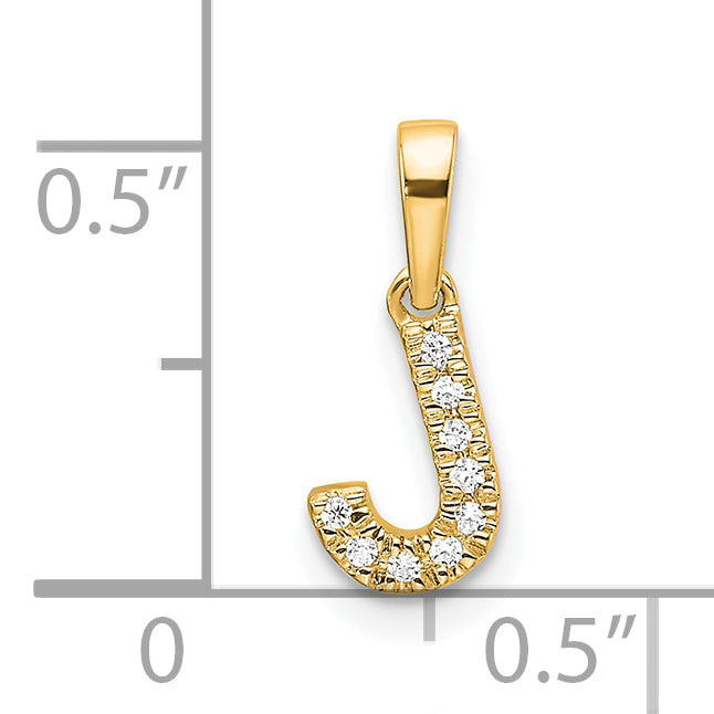14K  Diamond Letter J Initial with Bail Pendant