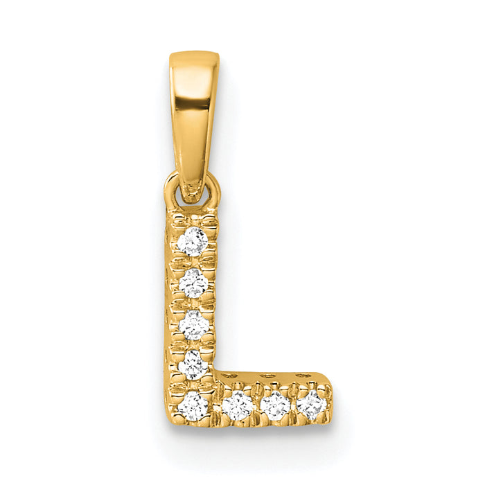 14K  Diamond Letter L Initial with Bail Pendant